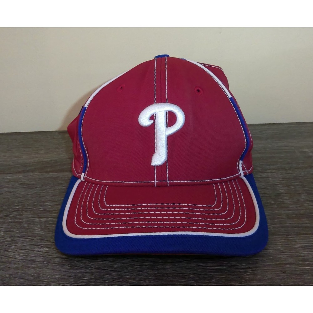 Philadelphia Phillies Red Blue Stripe New Era 39THIRTY Hat Cap Stretch Fit Cap M